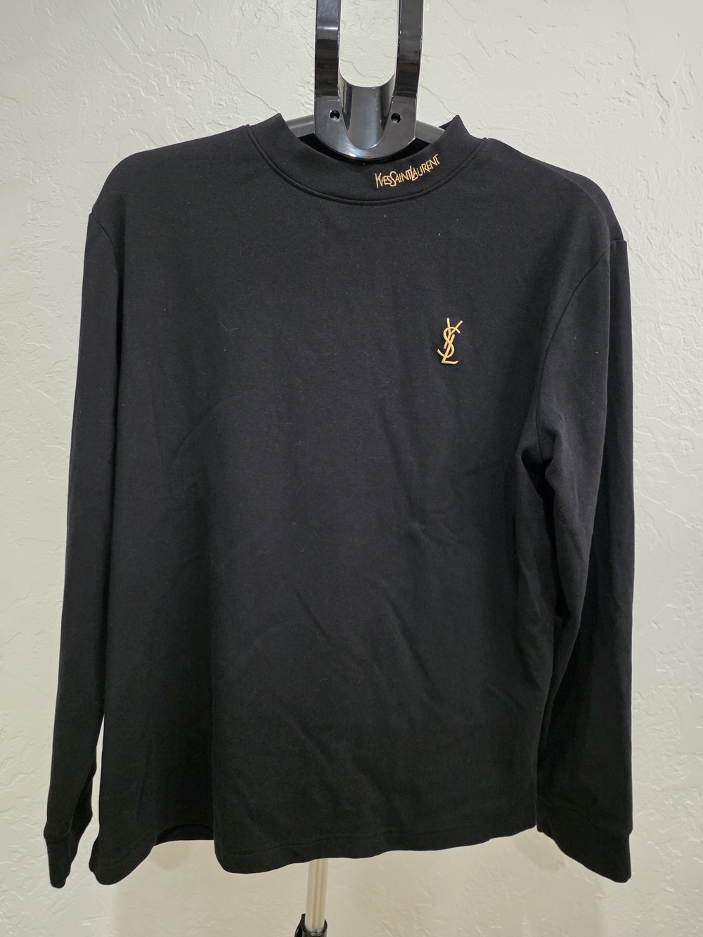 Saint Laurent Black Long-Sleeve Logo Tee